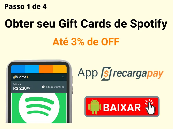 Passo 1 de 4 para Obter seu Gift Cards de Spotify