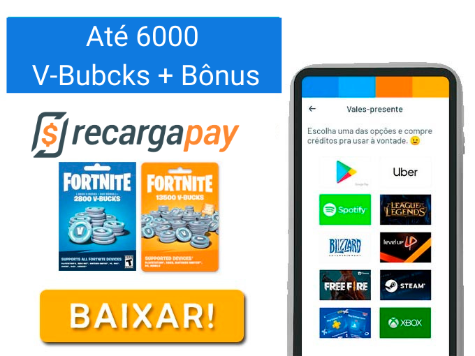 Códigos de Gift cards Fortnite válidos 2022 - Até 6000 V-bucks + Bônus