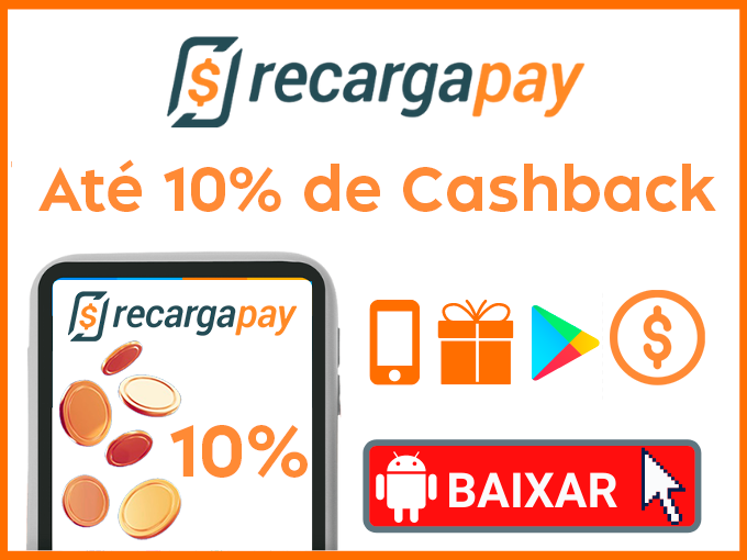 Clique aqui e baixe o RecargaPay. O app permite até 10% de cashback.
